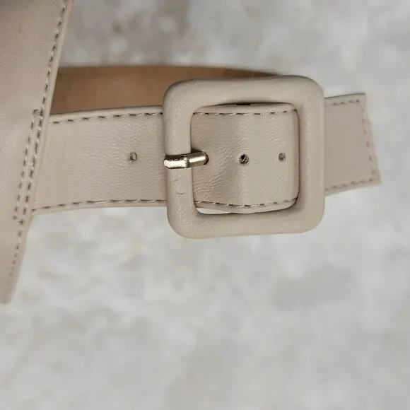 LC Lauren Conrad Etta Slingback Sandals Womens Size 8 Cream Two Band Ruffle Trim - Picture 9 of 10